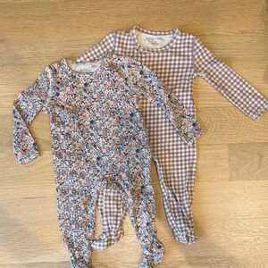 Coordinated Floral & Gingham Baby One-Piece Footies - Pink Mix